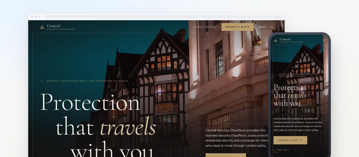 The Central Security Chauffeurs website